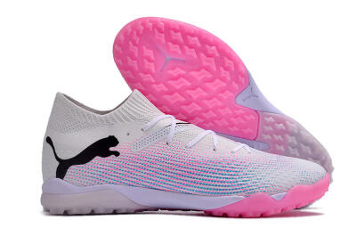 Puma Future 7 Ultimate TF Low-Tops Soccer Shoes - White/Pink/Blue/Black