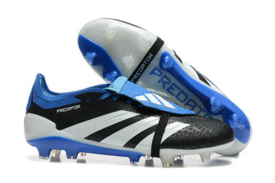 Adidas Predator Elite Foldover Tongue FG Low-Tops Soccer Cleats - Black/White/Blue