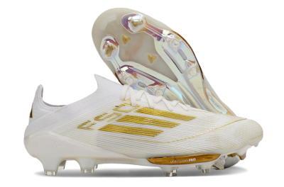 Adidas F50+ Lightstrike Pro FG Low-Tops Soccer Cleats - Cloud White/Gold Metallic/Cloud White