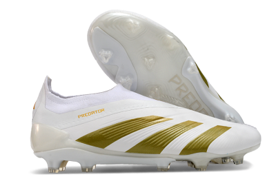 Adidas Predator Elite Laceless FG Low-Tops Soccer Cleats - Beige/White/Gold