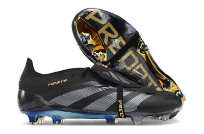 Adidas Predator Elite Foldover Tongue FG Low-Tops Soccer Cleats - Black/Silver/Gold
