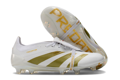 Adidas Predator Elite Foldover Tongue FG Low-Tops Soccer Cleats - Beige/Gold/White