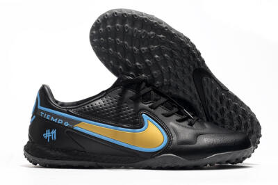 Nike React Tiempo Legend 9 Pro TF Low-Tops Soccer Shoes - Black/Gold/Blue