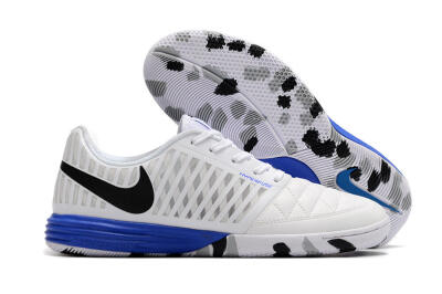 Nike Lunar Gato 2 IC Low-Tops Soccer Shoes - White/Black/Blue