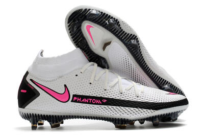 Nike Phantom GT DF Elite FG High-Tops Soccer Cleats - White/Black/Pink