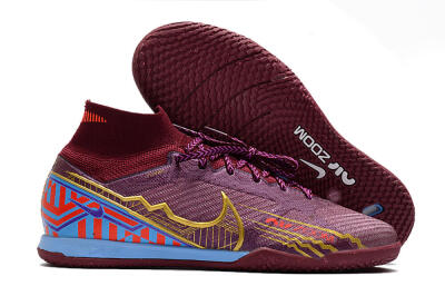Nike Air Zoom Mercurial Superfly 9 Elite IC High-Tops Soccer Shoes - Red/Purple/Gold/Blue