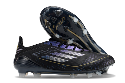 Adidas F50 Elite FG Low-Tops Soccer Cleats - Black/Silver/Purple