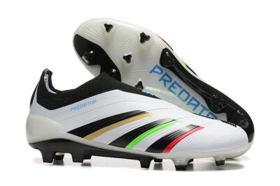 Adidas Predator Elite Laceless FG Low-Tops Soccer Cleats - White/Black/Red/Gold