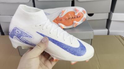 Nike Air Zoom Mercurial Superfly 10 Elite FG High-Tops Soccer Cleats - Grey/Blue/Orange