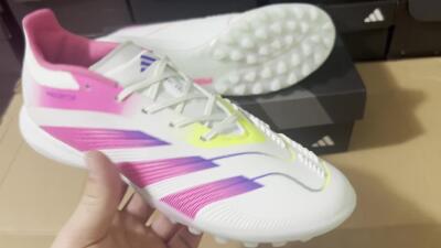 Adidas Predator 24 Elite TF Low-Tops Soccer Shoes - White/Pink/Blue/Yellow