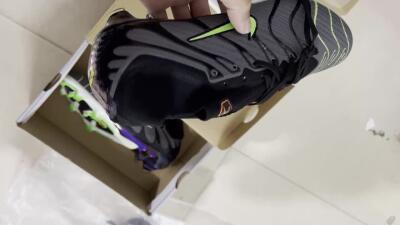 Nike Air Zoom Mercurial Superfly 9 Elite FG High-Tops Soccer Cleats - Silver/Black/Green