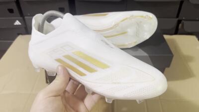 Adidas F50+ Adizero FG Low-Tops Soccer Cleats - White/Gold