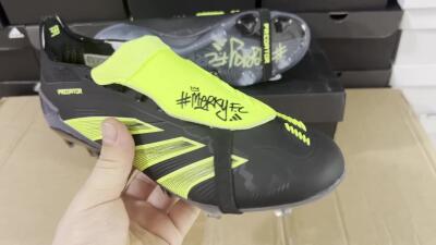 Adidas Predator Elite Foldover Tongue FG Low-Tops Soccer Cleats - Black/Yellow/Blue