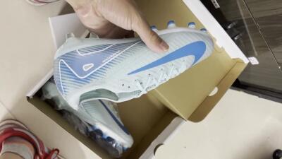 Nike Air Zoom Mercurial Vapor 16 Elite AG High-Tops Soccer Shoes - Jade/Beige/Blue