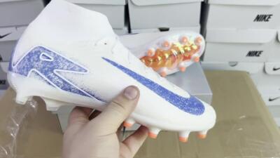 Nike Air Zoom Mercurial Superfly 10 Elite AG High-Tops Soccer Cleats - Beige/Blue