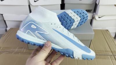 Nike Air Zoom Mercurial Superfly 10 Elite TF High-Tops Soccer Shoes - Jade/Beige/Blue