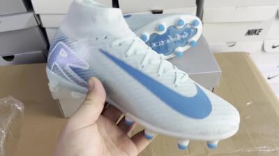 Nike Air Zoom Mercurial Superfly 10 Elite AG High-Tops Soccer Cleats - Jade/Beige/Blue