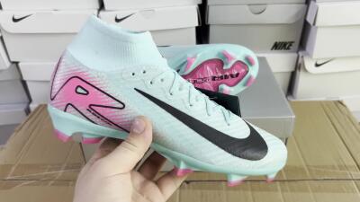 Nike Air Zoom Mercurial Superfly 10 Elite FG High-Tops Soccer Cleats - Jade/Black/Pink