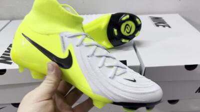 Nike Phantom Luna Elite FG High-Tops Soccer Cleats - Grey/Yellow/Black