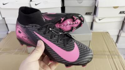 Nike Air Zoom Mercurial Superfly 10 Elite FG High-Tops Soccer Cleats - Black/Pink