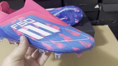 Adidas F50 Elite Laceless FG Low-Tops Soccer Cleats - Blue/Pink/White