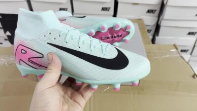 Nike Air Zoom Mercurial Superfly 10 Elite AG High-Tops Soccer Cleats - Green/Pink/Black