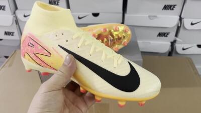 Nike Air Zoom Mercurial Superfly 10 Elite AG High-Tops Soccer Cleats - Yellow/Pink/Black