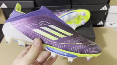 Adidas F50+ Lightstrike Pro FG Low-Tops Soccer Cleats - Purple/Yellow/Blue