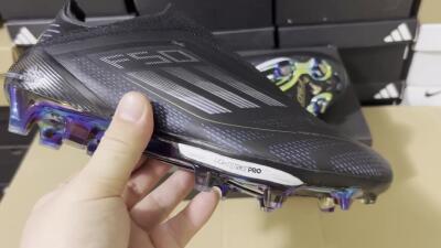 Adidas F50+ Lightstrike Pro Laceless FG Low-Tops Soccer Cleats - Core Black/Iron Metallic/Gold Metallic