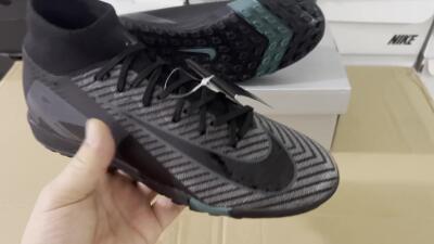 Nike Air Zoom Mercurial Superfly 10 Elite TF High-Tops Soccer Shoes - Black/Green/Silver