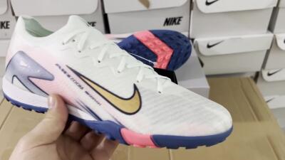 Nike Air Zoom Mercurial Vapor 16 Elite TF Low-Tops Soccer Shoes - White/Pink/Blue