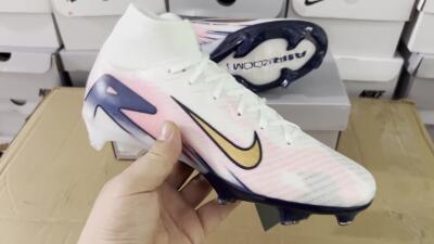 Nike Air Zoom Mercurial Superfly 10 Elite FG High-Tops Soccer Cleats - White/Pink/Blue