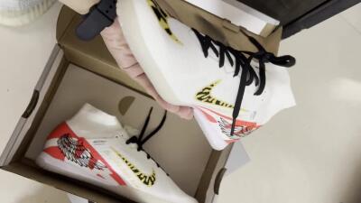 Nike Air Zoom Mercurial Superfly 9 Elite IC High-Tops Soccer Shoes - White/Gold/Red