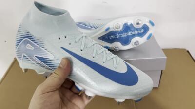 Nike Air Zoom Mercurial Superfly 10 Elite SG High-Tops Soccer Cleats - Jade/Blue/White