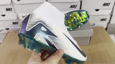 Nike Air Zoom Mercurial Superfly 10 Elite FG High-Tops Soccer Cleats - White/Blue/Gold