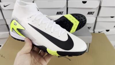 Nike Air Zoom Mercurial Superfly 10 Elite TF High-Tops Soccer Shoes - White/Black/Yellow