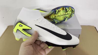 Nike Air Zoom Mercurial Superfly 10 Elite FG High-Tops Soccer Cleats - White/Black/Yellow/Gold