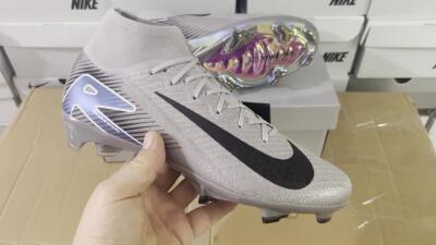 Nike Mercurial Superfly 10 Elite FG High-Tops Soccer Cleats - Grey/Black/Blue/Gold