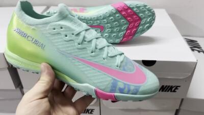 Nike Air Zoom Mercurial Vapor 16 Elite TF Low-Tops Soccer Shoes - Jade/Pink/Blue