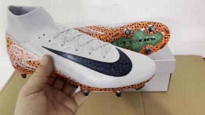 Nike Air Zoom Mercurial Superfly 10 Elite SG High-Tops Soccer Cleats - Grey/Black/Leopard
