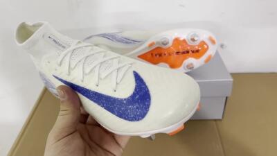 Nike Air Zoom Mercurial Superfly 10 Elite SG High-Tops Soccer Cleats - Beige/White/Blue