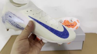 Nike Air Zoom Mercurial Vapor 16 Elite SG Low-Tops Soccer Cleats - Beige/Blue/White