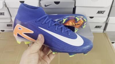 Nike Air Zoom Mercurial Superfly 10 Elite FG High-Tops Soccer Cleats - Blue/White/Orange