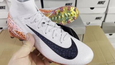 Nike Air Zoom Mercurial Superfly 10 Elite AG High-Tops Soccer Cleats - Grey/White/Leopard