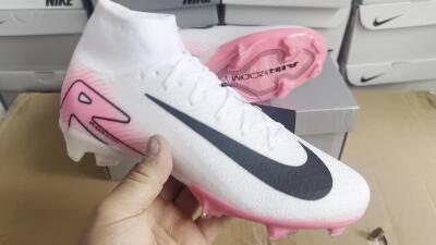 Nike Air Zoom Mercurial Superfly 10 Elite FG High-Tops Soccer Cleats - White/Black/Pink