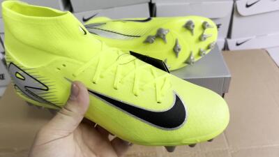 Nike Air Zoom Mercurial Superfly 10 Academy AG High-Tops Soccer Cleats - Yellow/Black/Silver