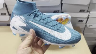 Nike Air Zoom Mercurial Superfly 10 Elite FG High-Tops Soccer Cleats - Blue/White/Gold