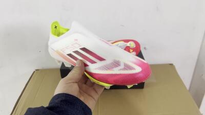 Adidas F50+ Elite Lightstrike Pro Laceless FG Low-Tops Soccer Cleats - White/Red/Yellow