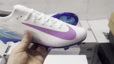 Nike Air Zoom Mercurial Vapor 16 Elite FG Low-Tops Soccer Cleats - White/Purple/Blue