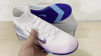 Nike Air Zoom Mercurial Superfly 10 Elite TF High-Tops Soccer Shoes - White/Purple/Blue